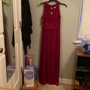 Long elegant red dress.